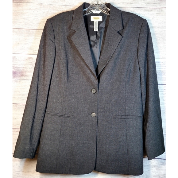 Talbots Jackets & Blazers - Talbots Vintage Size 10P Stretch Wool Gray Blazer Jacket Single Breasted Button